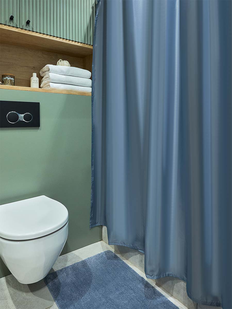 Голубая тканевая штора для ванной Teriberka