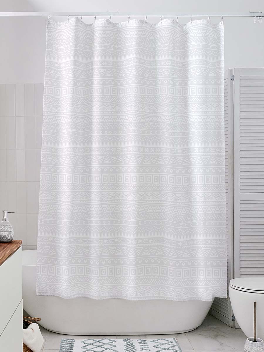 Белая тканевая штора для ванной Nomads
