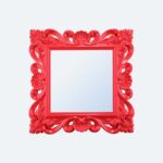 Большое красное квадратное зеркало Iris