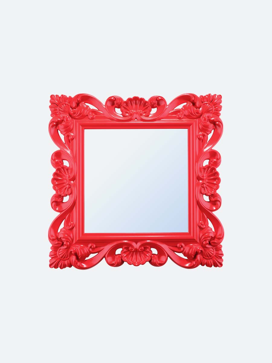 Большое красное квадратное зеркало Iris