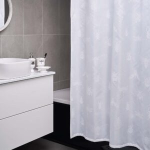 Белая тканевая штора для ванной Buzz Fauna