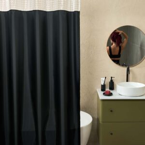 Черная тканевая штора для ванной Magma с прозрачной вставкой