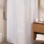 Тканевая штора для ванной Nebeskvit из полиэстера молочного цвета